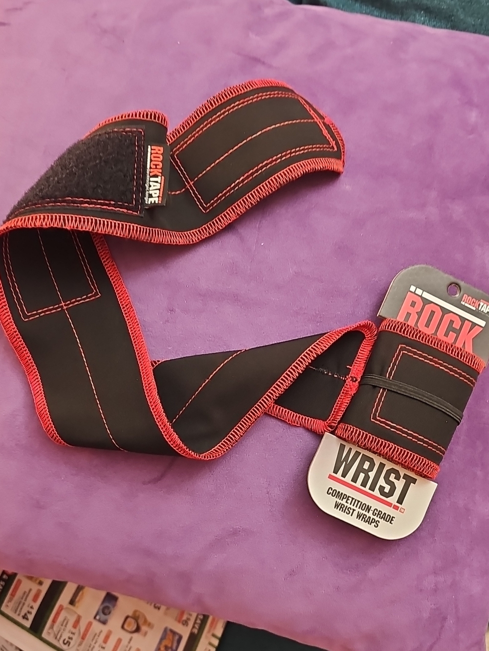 Rock Tape Wrist Wraps, Velcro, Set Of Two, Black & Red, New - Picture 2 of 3